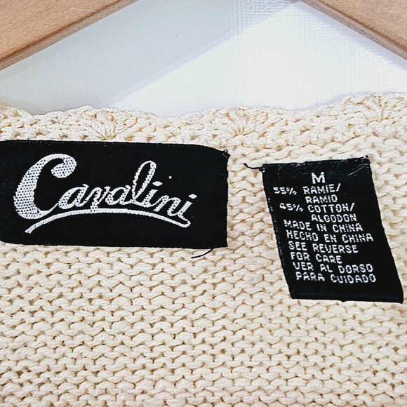 Vintage Cardini Beige Embroidered Sweater M 55% Ramie 45% Cotton《884》J - Picture 2 of 7